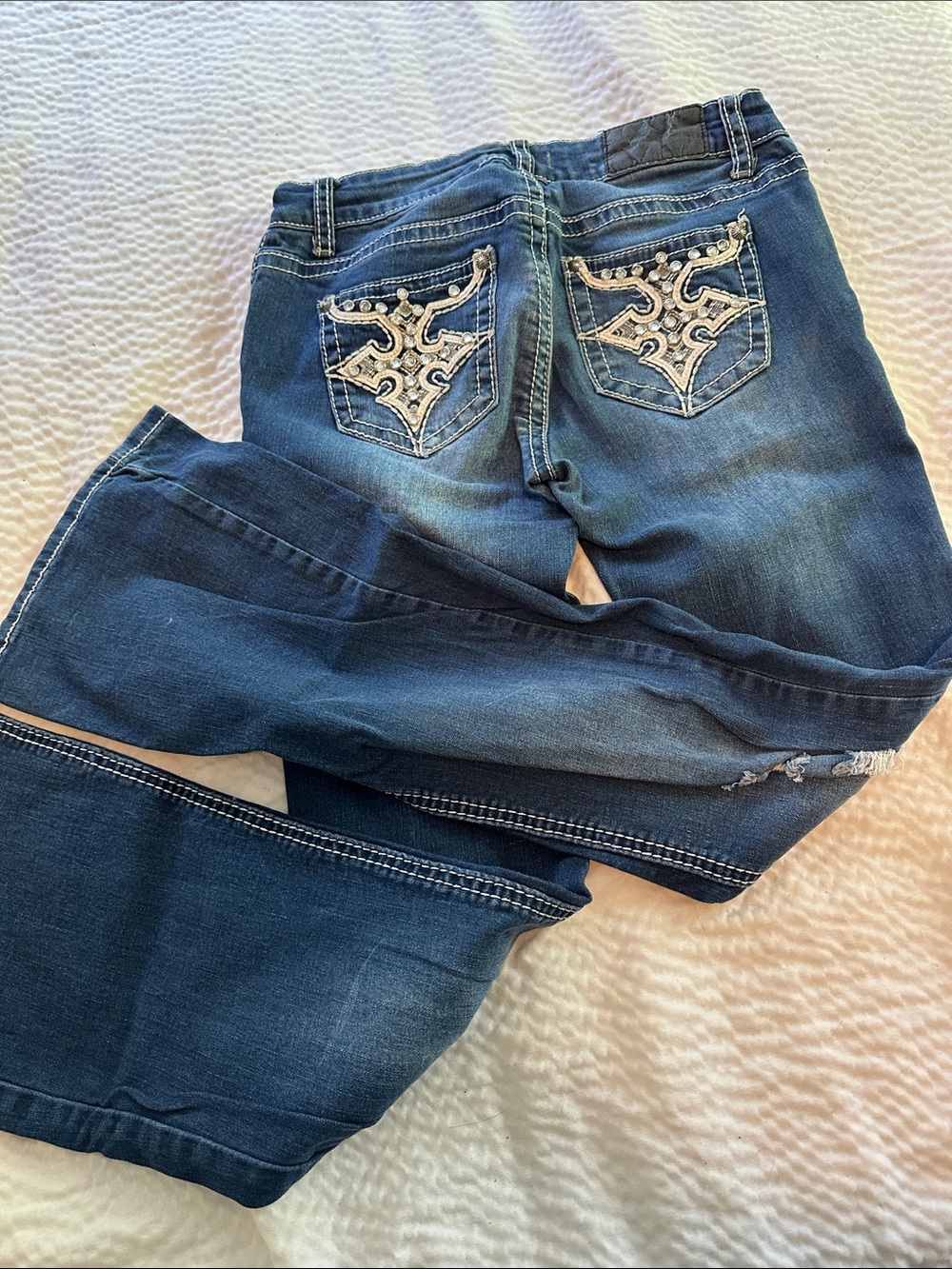 Soundgirl Dark Blue Boot Cut Jeans with Embroidered Back Pockets